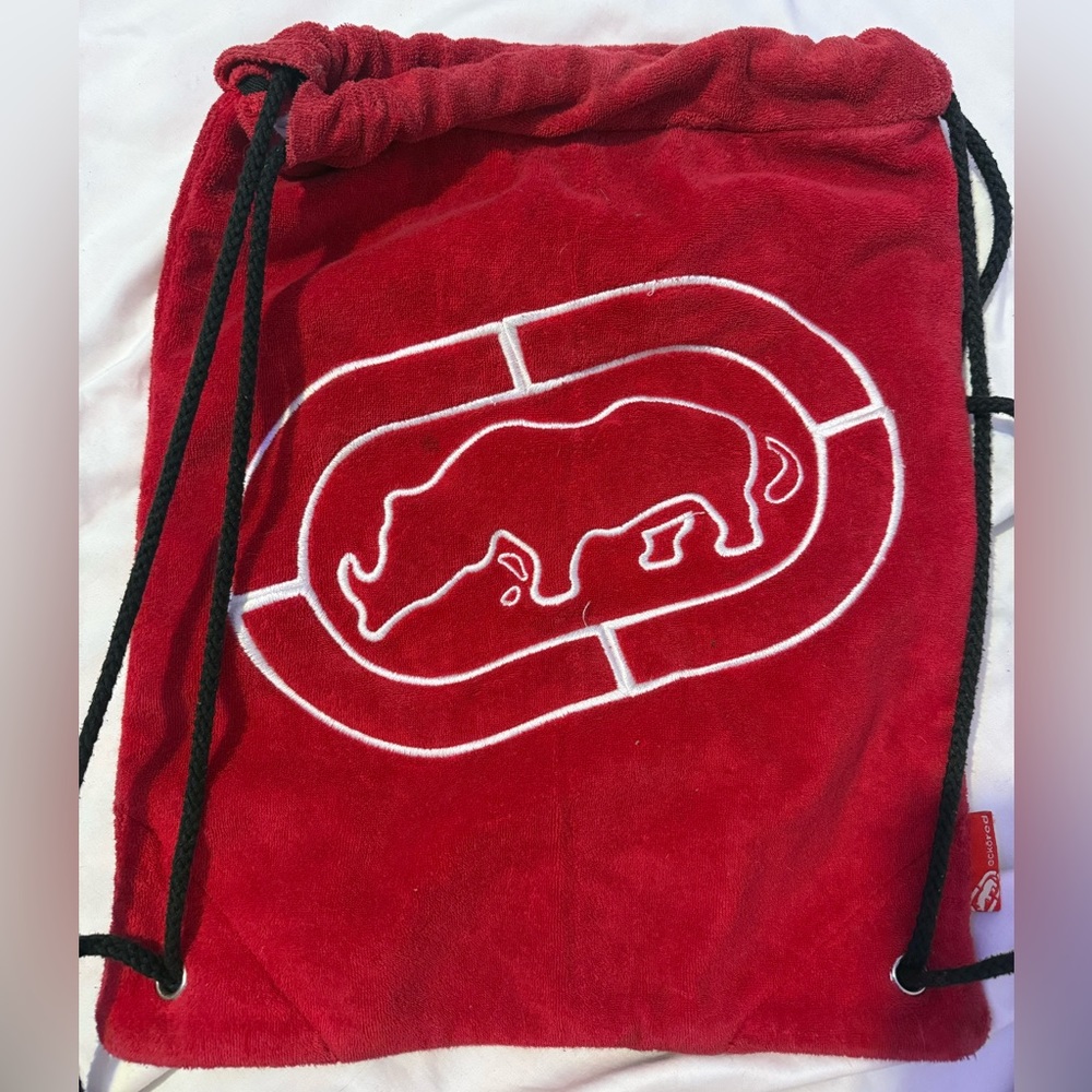 Ecko drawstring bag vintage 90s Y2K terry cloth